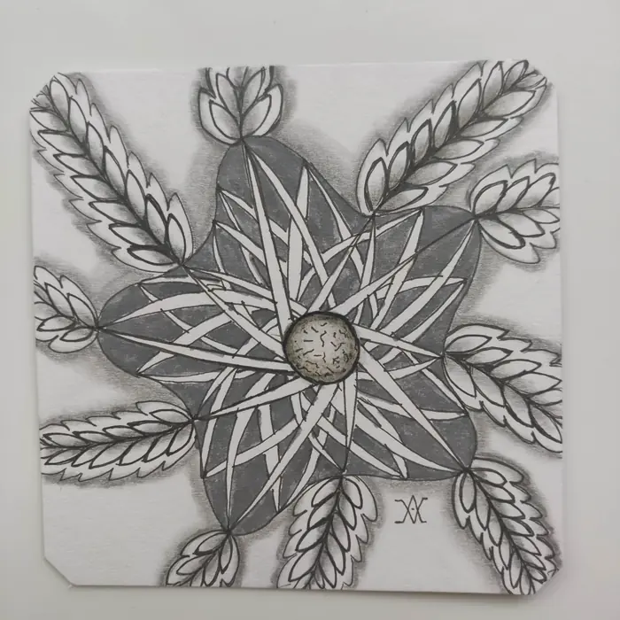 Black and white Zentangle tile by Rashim Bhargava