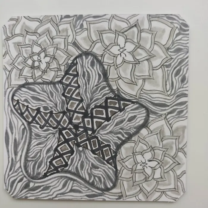 Classic Black & White Zentangle artwork by Rashim Bhargava CZT