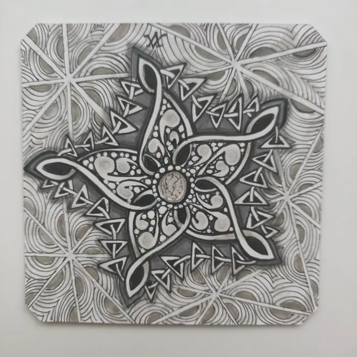 Classic Black & White Zentangle artwork by Rashim Bhargava CZT