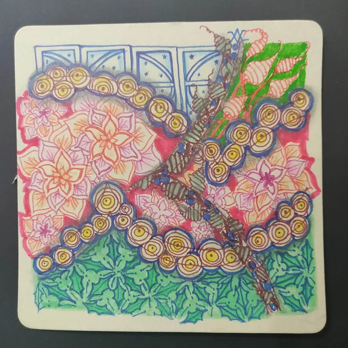 Colour Coordinated Zentangle artwork by Rashim Bhargava CZT